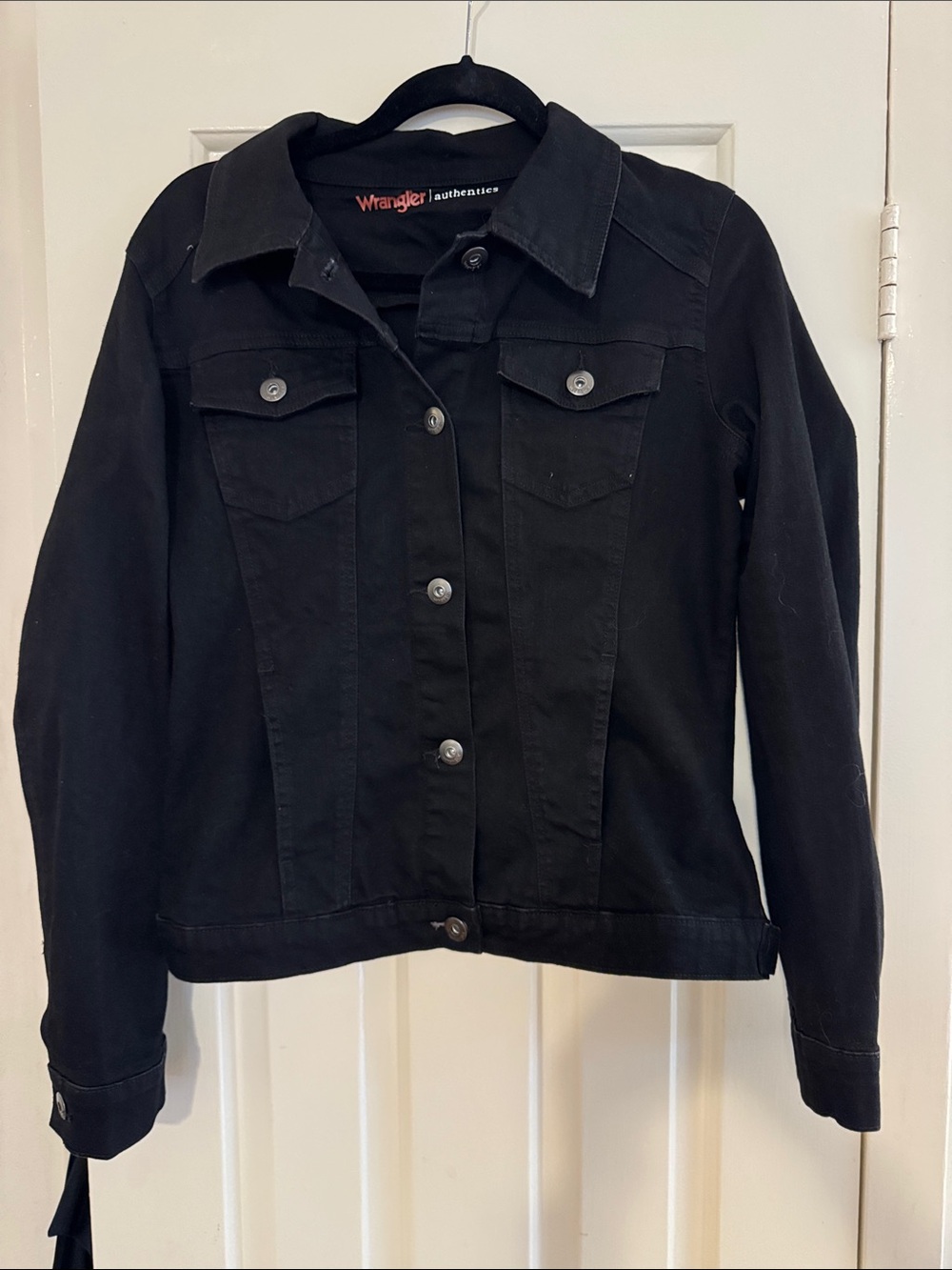 Wrangler Women's Black Denim Jacket with Button Front